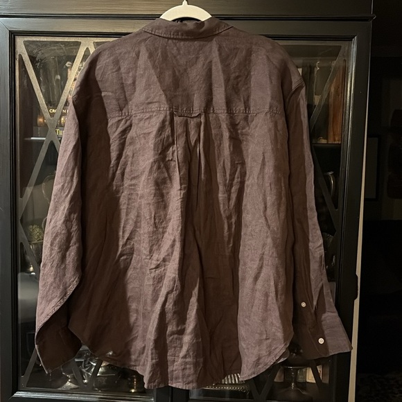 Baird McNutt Irish Linen for J. Crew dark brown shirt - Picture 6 of 7